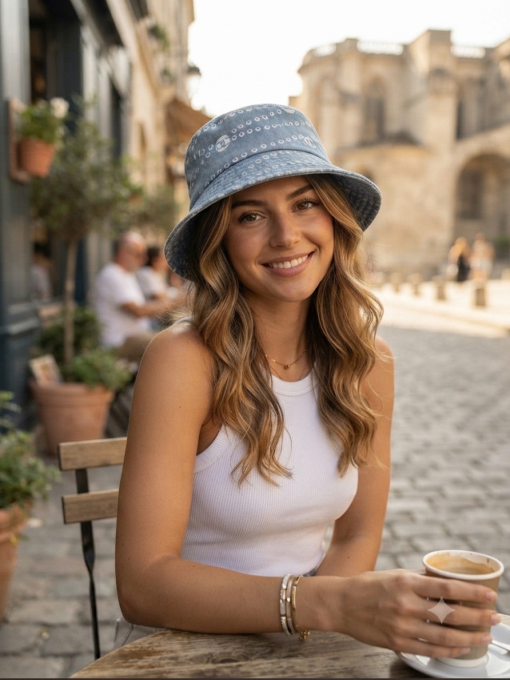 CHANEL Blue Patterned Bucket Hat